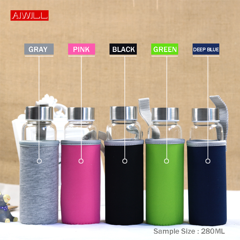AIWILL زجاجة مياه رياضية زجاجي - مراجعة Outdoor Sport Glass Water Bottle وسعره