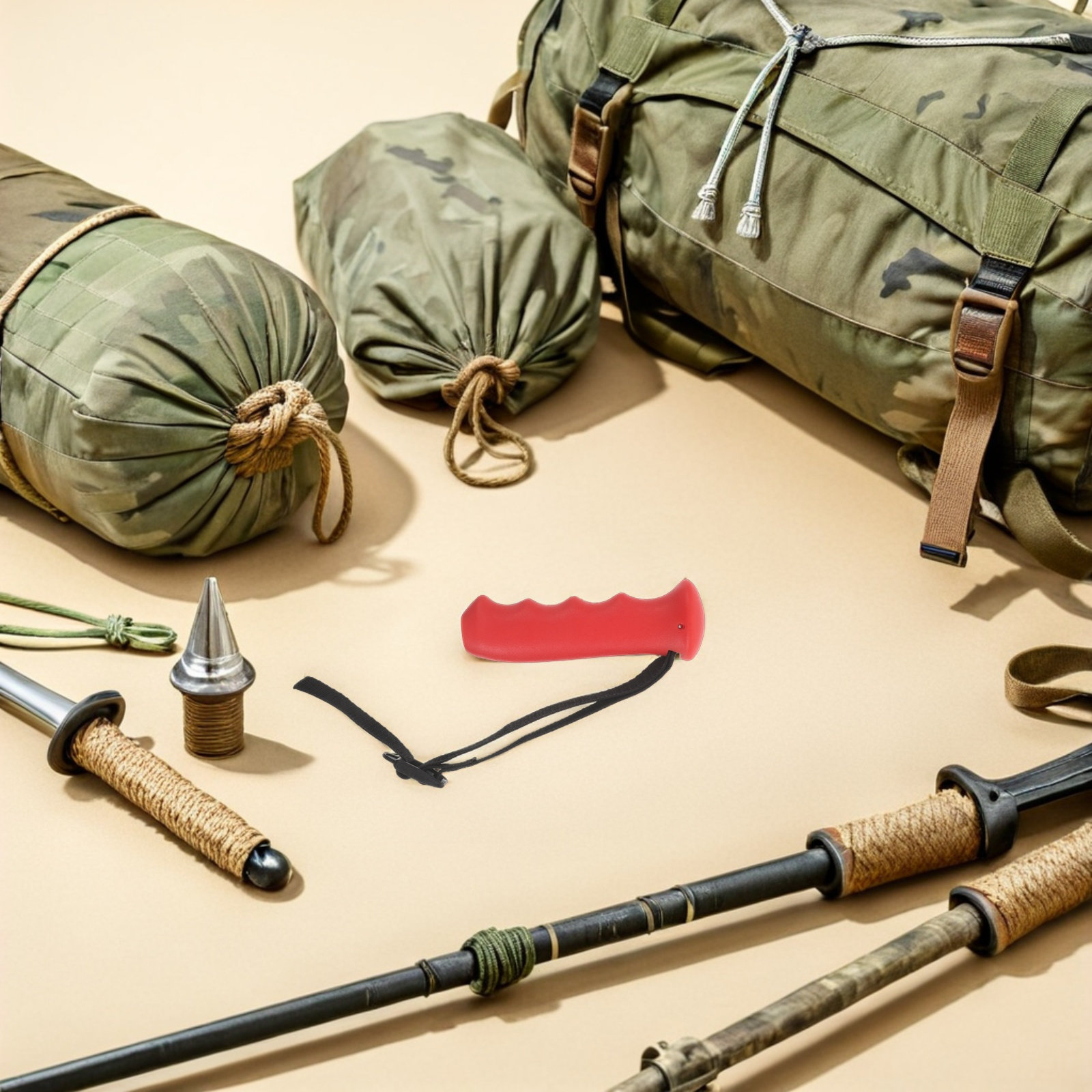مقبض عصا المشي الأحمر البديل ا - مراجعة Outdoor Sport Climbing Gear وسعره